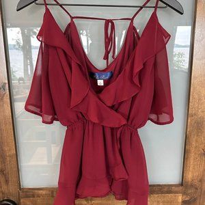 Maroon Flowy Blouse